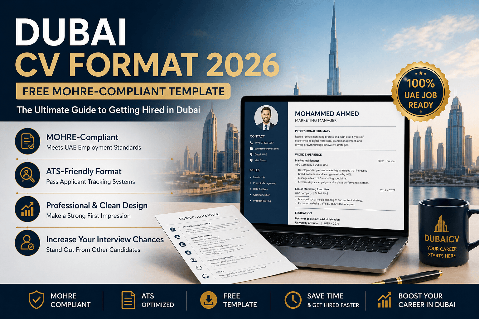 Dubai CV Format 2026: Free MOHRE-Compliant Template — Dubai CV guide